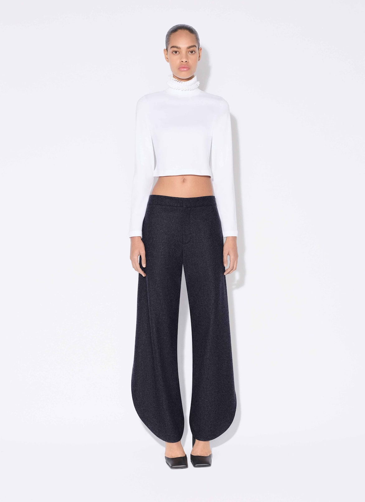 COTTON JERSEY CROPPED T-SHIRT ALAÏA WHITE COTTON JERSEY CROPPED T-SHIRT